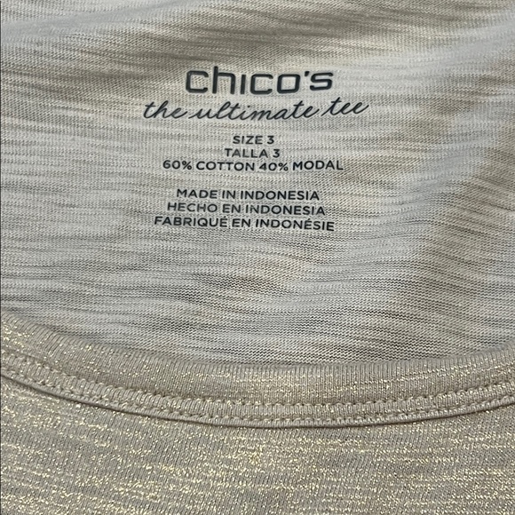 Chico's Shimmery Champagne Gold Short Sleeve High-Low Top Chico’s 3 (US size 16) - Picture 2 of 10